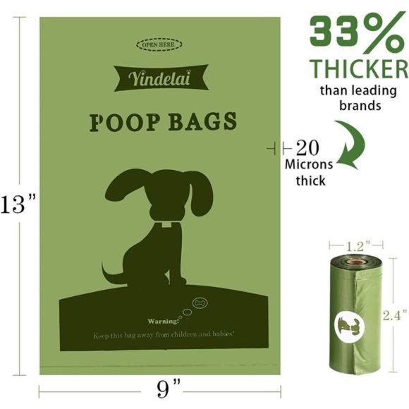 Dog Poop Bag Biodegradable Scented: Leak Proof Dog Waste Bags With 1 Dispenser - Picture 2 of 5